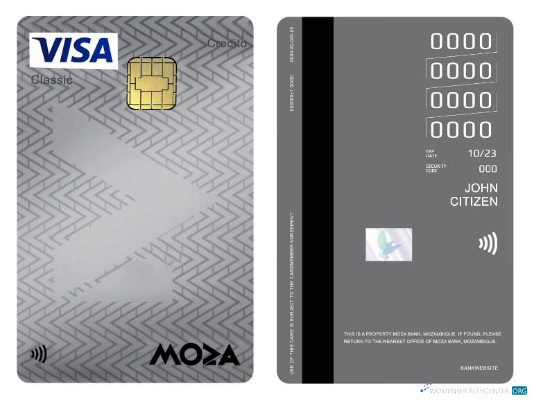 Download Mozambique Moza Bank visa classic credit vertical card Photoshop template